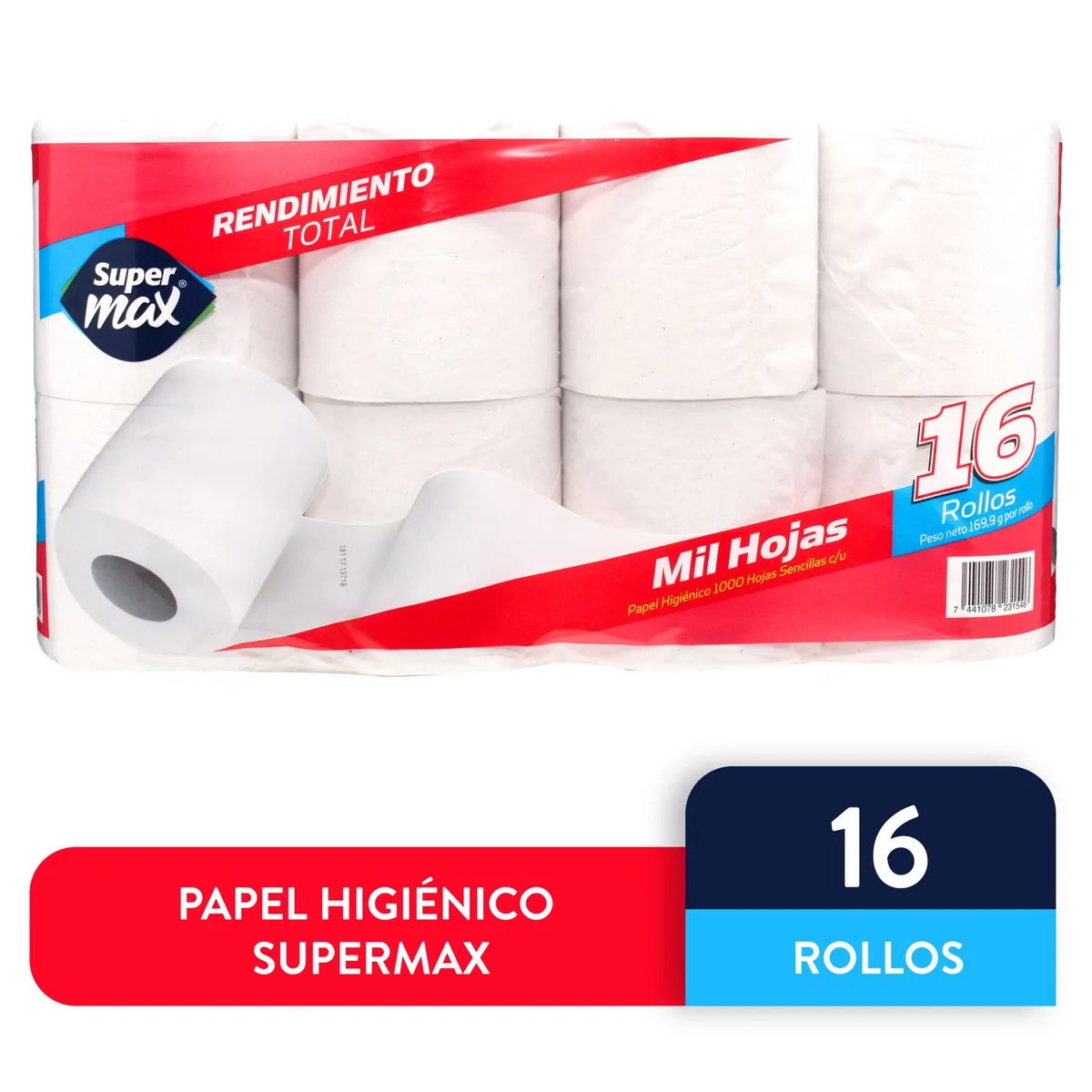 Papel Higienico Marca Supermax 1000H – 16 Rollos