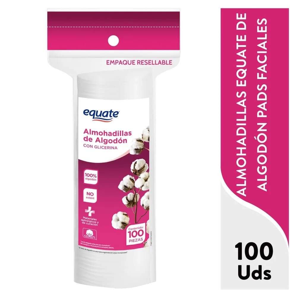 Almohadillas Equate de Algodón Pads Faciales – 100 uds
