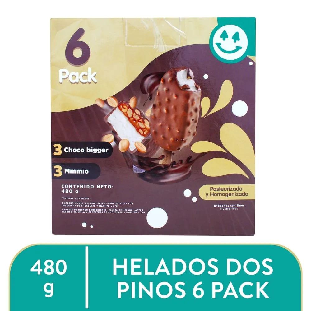 Helados Dos Pinos mmmio y choco bigger 6 pack – 480 g