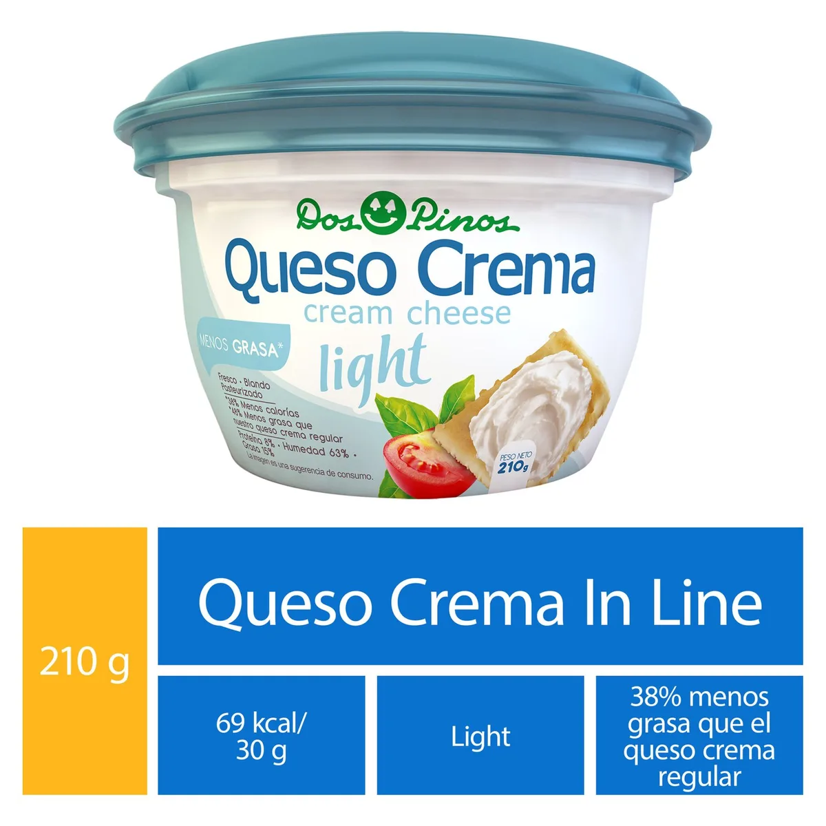 Queso crema Dos Pinos light – 210 g