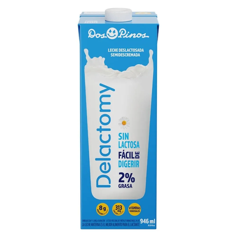 Leche Semidescremada Dos Pinos Delactomy 2% Grasa – 946 ml